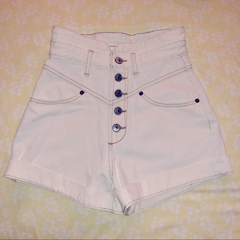 Abercrombie & Fitch High Wait Denim White Shorts